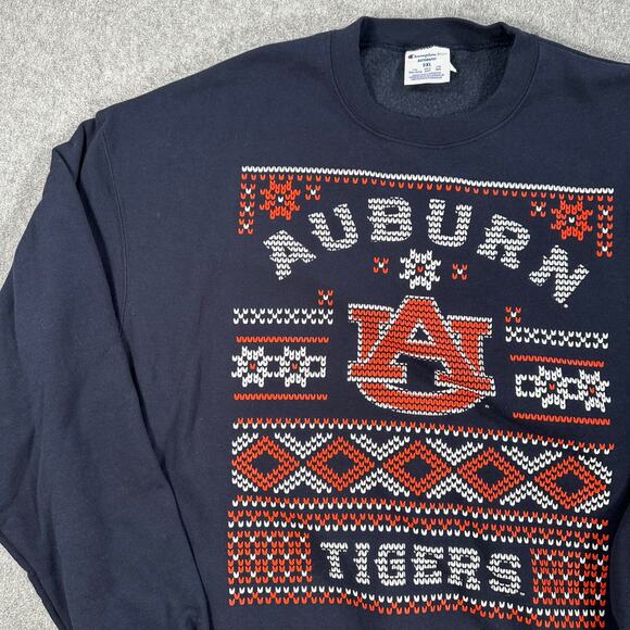 Auburn Tigers Champion Ugly Christmas Sweatshirt Size 3XL Blue Orange War Eagle - Picture 3 of 8